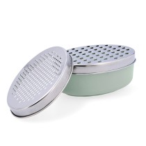 Grater with Container Quid Ozon Green Metal 17 x 12 x 7 cm (12 Units)