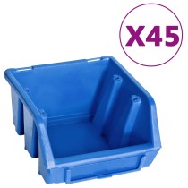 48 Piece Storage Bin Kit with Wall Panels Blue and Black