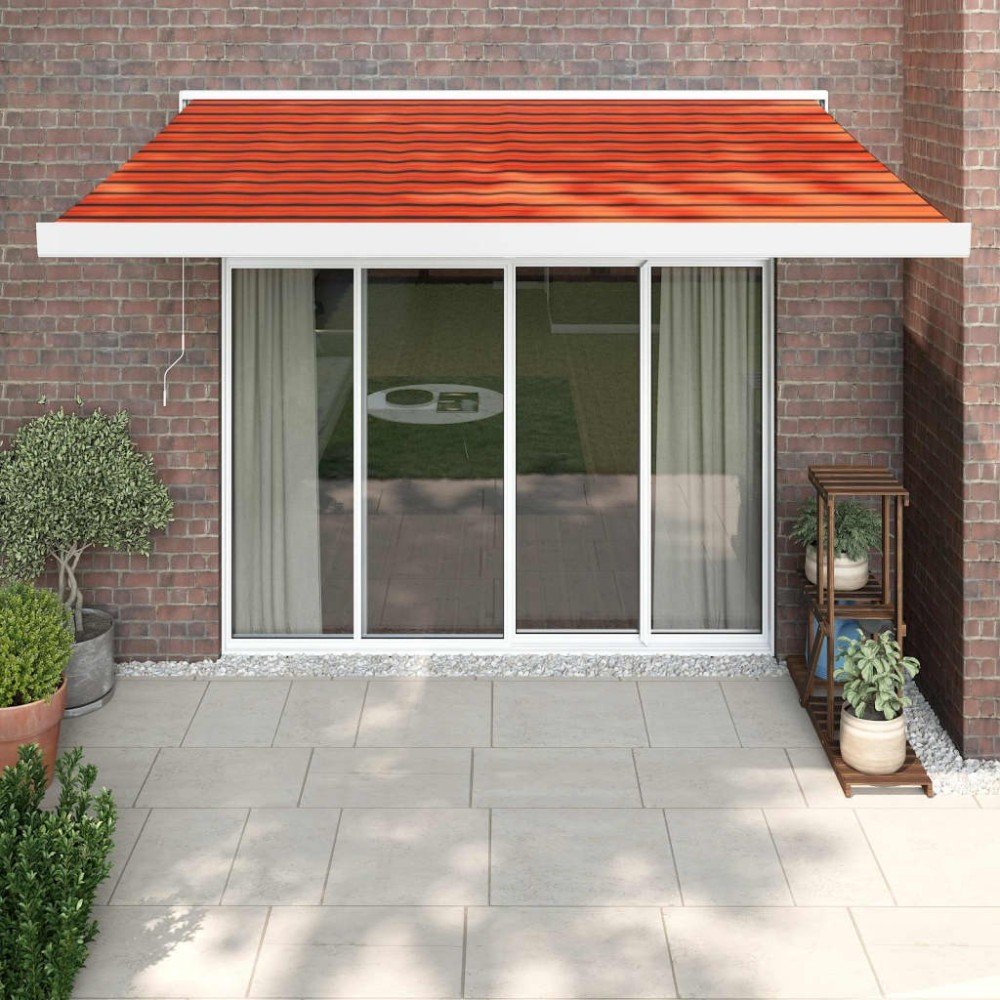 Retractable Awning Orange and Brown 3x2.5 m Fabric and Aluminium