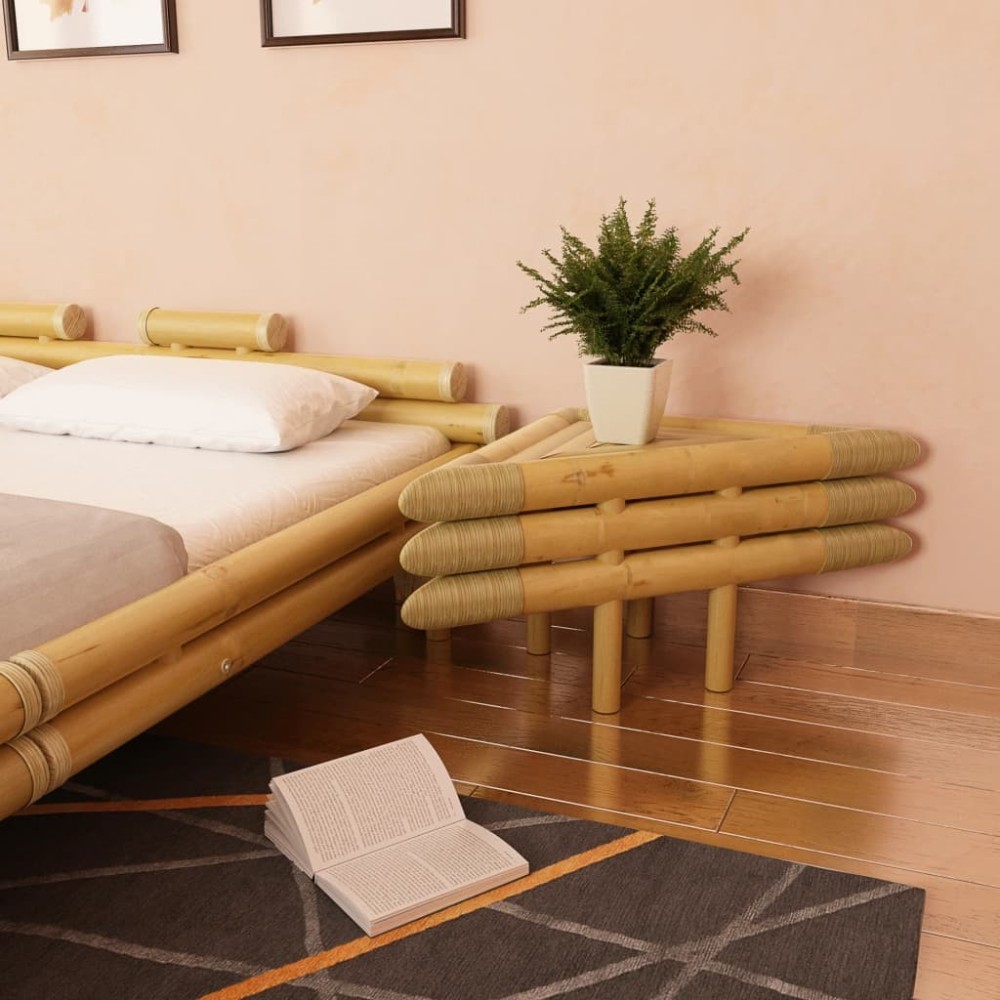 Nachttische 2 Stk. 60x60x40 cm Bambus Natur