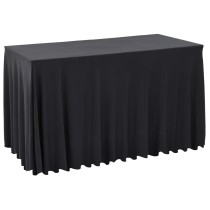 2 pcs Table Covers with Skirt Stretch 243x76x74 cm Anthracite