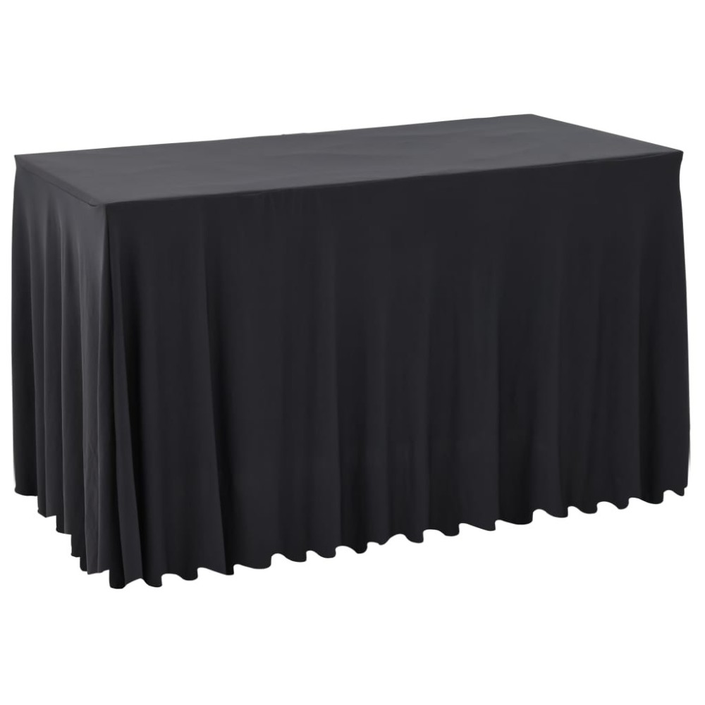 2 pcs Table Covers with Skirt Stretch 243x76x74 cm Anthracite