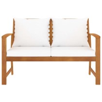 Garden Bench 120 cm with Cream Cushion Solid Wood Acacia