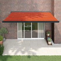 Retractable Awning Orange and Brown 4x3 m Fabric and Aluminium