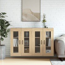 Wall Mounted Cabinets 2 pcs High Gloss White Engineered Wood