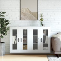 Wall Mounted Cabinets 2 pcs High Gloss White Engineered Wood