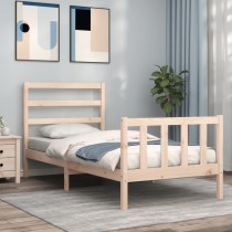 Bed Frame with Headboard Double Solid Wood