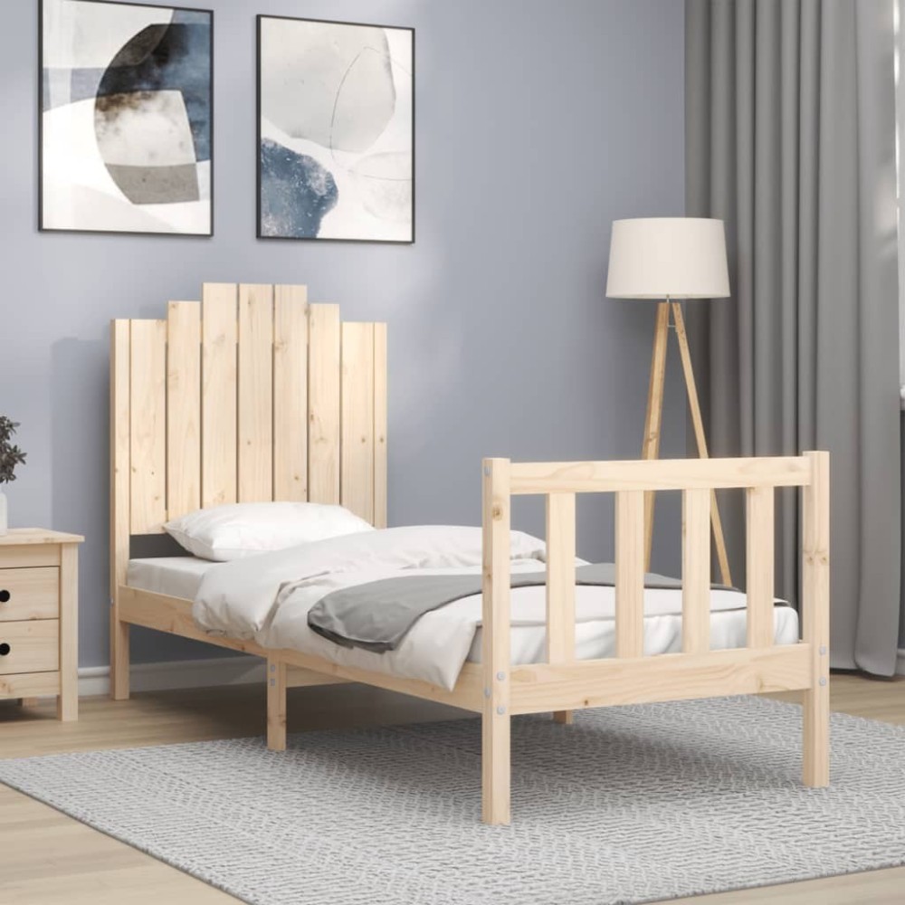 Bed Frame with Headboard White 180x200 cm Super King Solid Wood