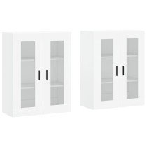Wall Mounted Cabinets 2 pcs High Gloss White Engineered Wood