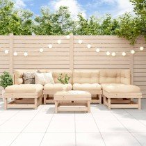7-tlg. Garten-Lounge-Set Schwarz Massivholz Kiefer