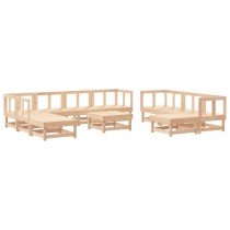 11 Piece Garden Lounge Set Honey Brown Solid Wood Pine