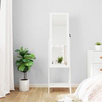 Mirror Jewellery Cabinet with LED Lights Free Standing Black