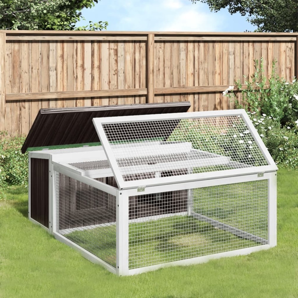Rabbit Hutch Brown 117.5x97x47.5 cm Solid Wood Pine