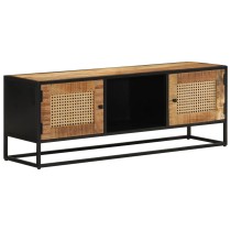 TV Cabinet 110x30x40 cm Solid Rough Wood Mango&Iron