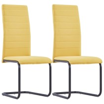 Cantilever Dining Chairs 6 pcs Yellow Fabric