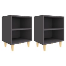 Bed Cabinet with Solid Wood Legs Sonoma Oak 40x30x50 cm