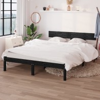 Bed Frame Black Solid Wood...