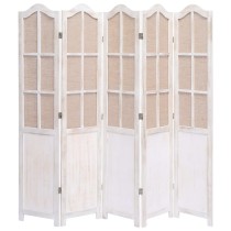 6-Panel Room Divider White 210x165 cm Fabric