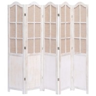 6-Panel Room Divider White...