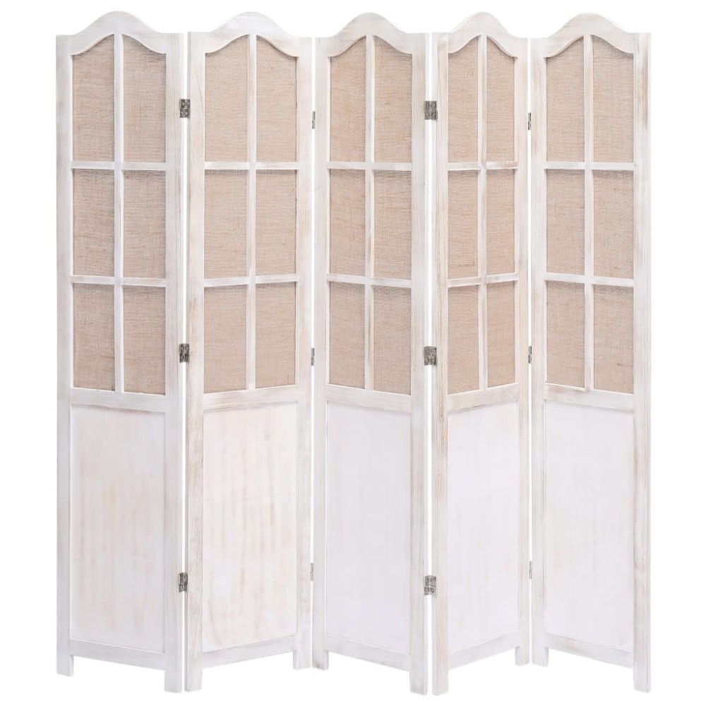 6-Panel Room Divider White 210x165 cm Fabric