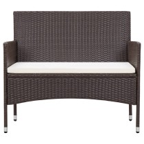 Garden Bench with Cushion Poly Rattan Brown