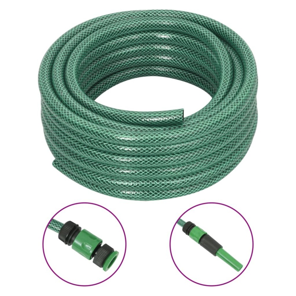 Gartenschlauch mit Armaturen-Set Grün 0,6" 10 m PVC