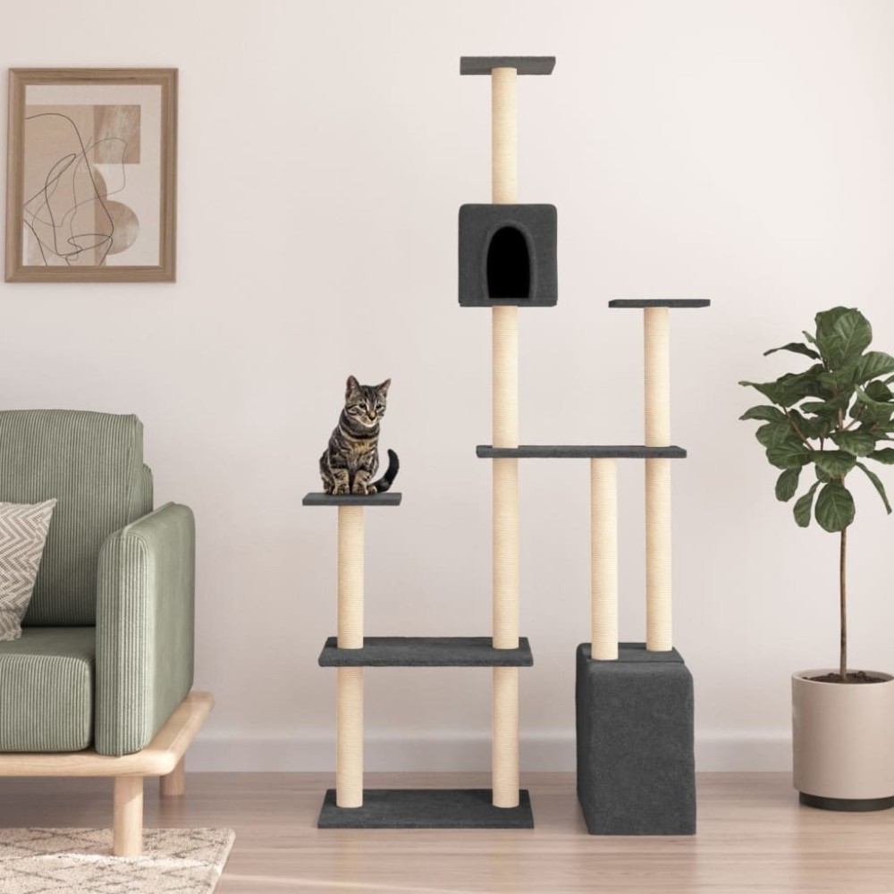 Cat Tree with Sisal Scratching Posts Light Grey 180 cm