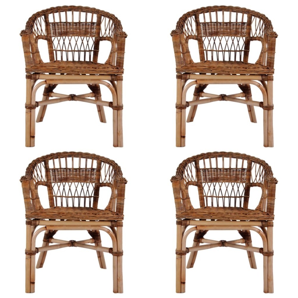 Outdoor Chairs 2 pcs Natural Rattan Brown