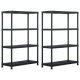 Storage Shelf Racks 2 pcs Black 260 kg 90x40x180 cm Plastic