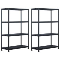 Storage Shelf Racks 2 pcs Black 260 kg 90x40x180 cm Plastic