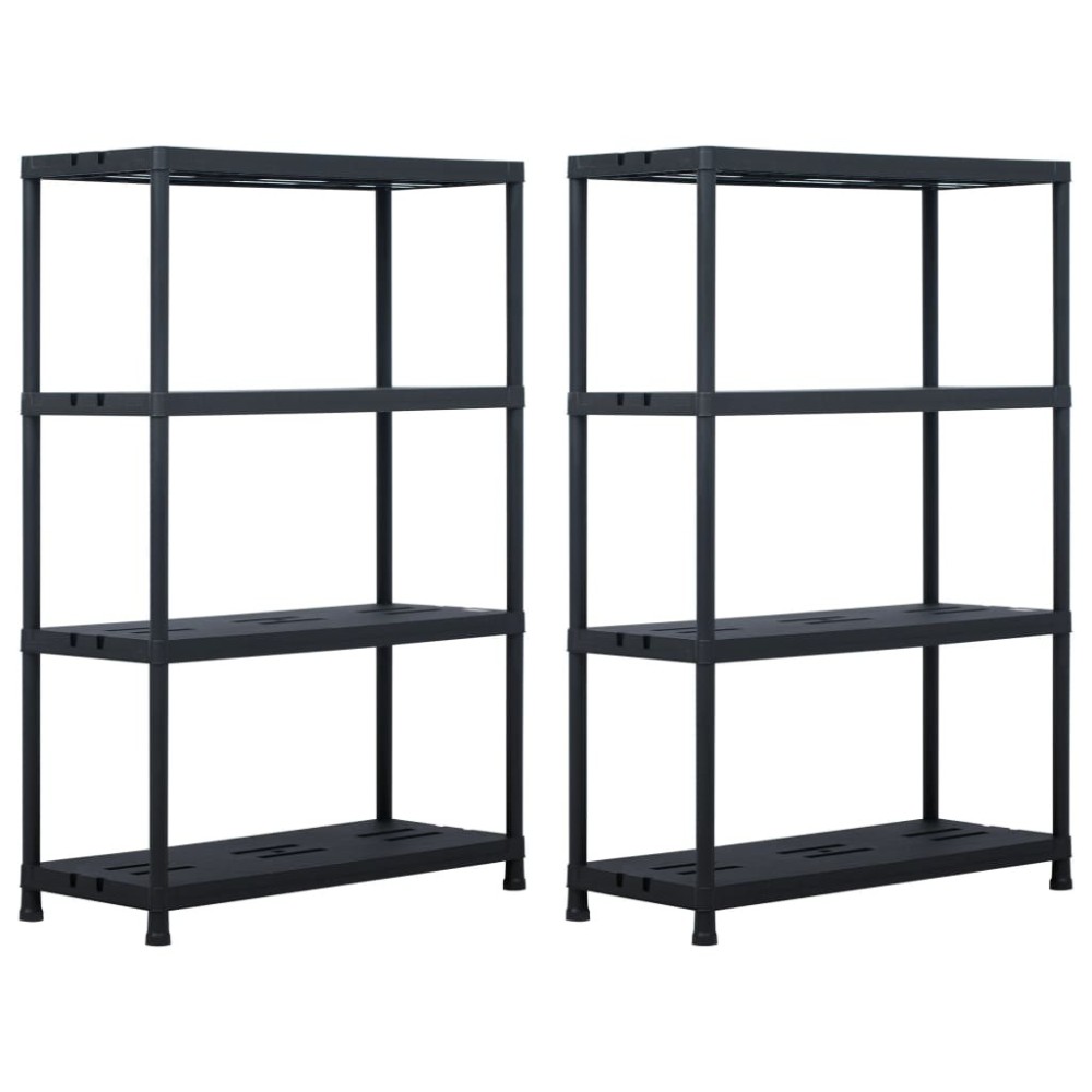 Storage Shelf Racks 2 pcs Black 260 kg 90x40x180 cm Plastic