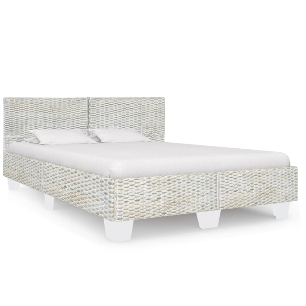 Bed Frame Grey Natural Rattan 160x200 cm