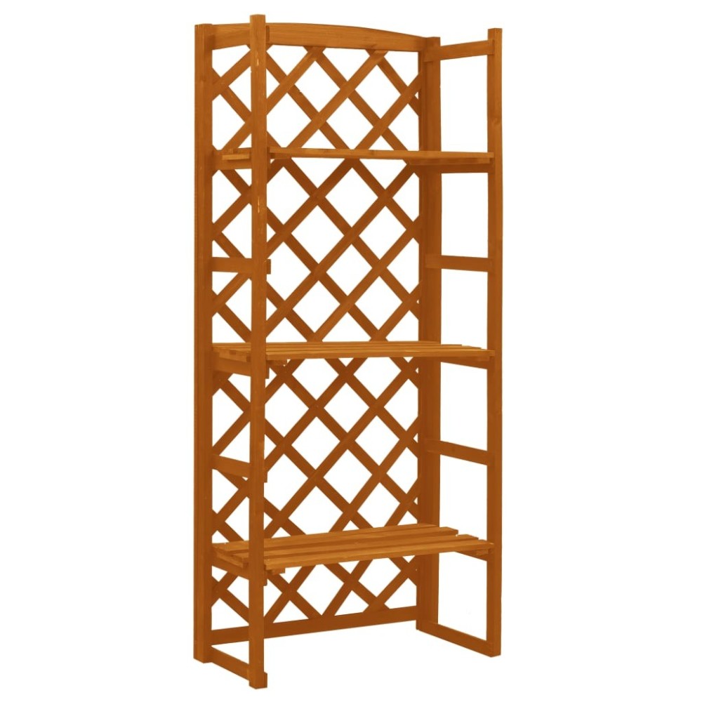 Garden Trellis Planter with Shelves Grey 60x30x140 cm Solid Firwood