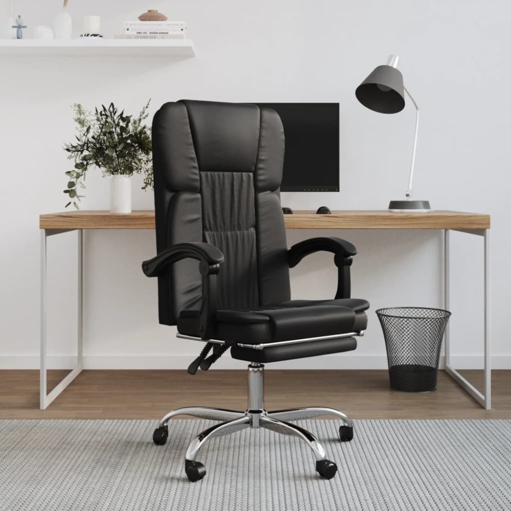 Reclining Office Chair Grey Faux Leather