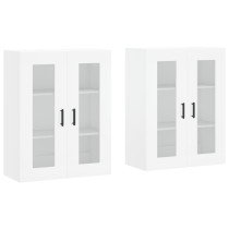 Wall Mounted Cabinets 2 pcs High Gloss White Engineered Wood