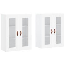 Wall Mounted Cabinets 2 pcs High Gloss White Engineered Wood