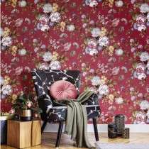 Noordwand Wallpaper Blooming Garden 6 Big Flowers Beige and Blue