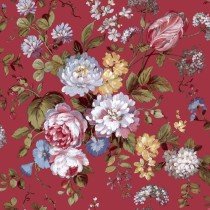 Noordwand Wallpaper Blooming Garden 6 Big Flowers Beige and Blue