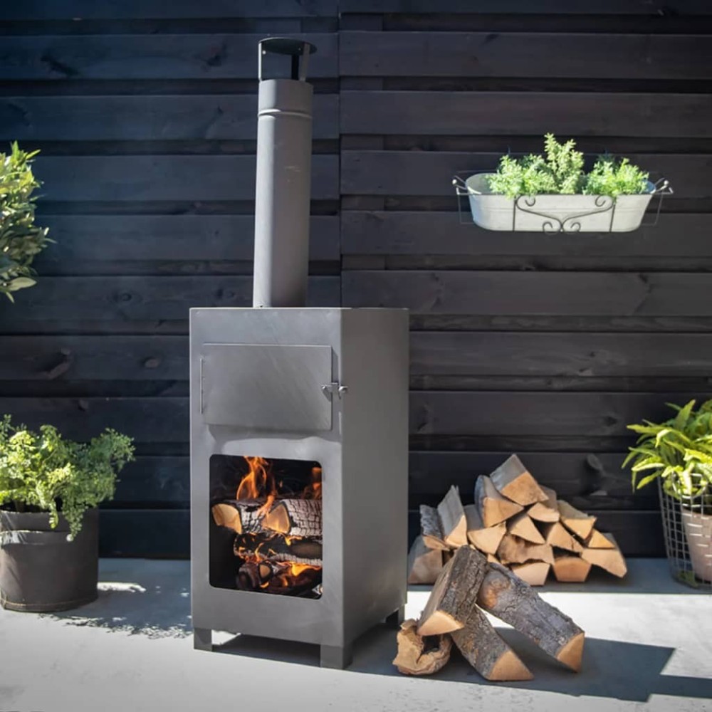 Esschert Design Terrace Stove with Pizza Oven Rust