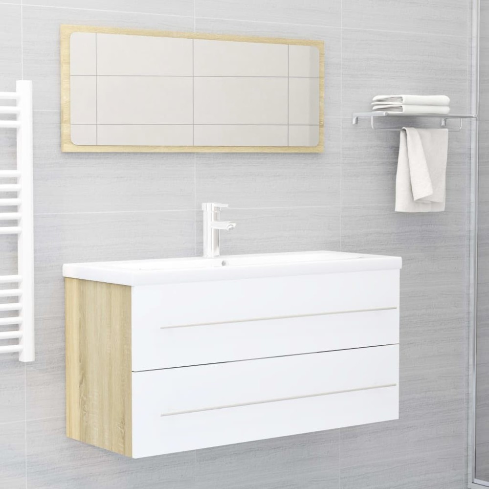 2 Piece Bathroom Furniture Set Concrete Grey Engineered Wood