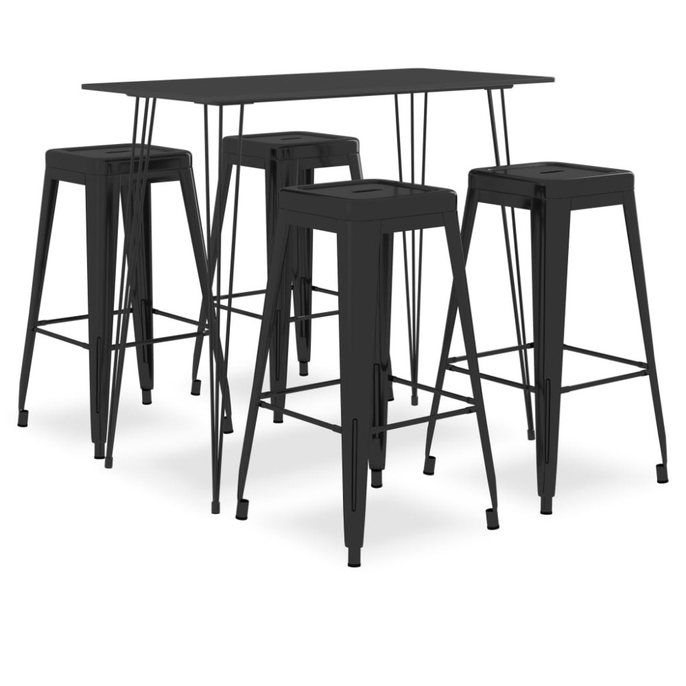 7 Piece Bar Set Black and White