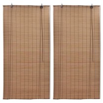 Bamboo Roller Blinds 2 pcs 80x160 cm Brown