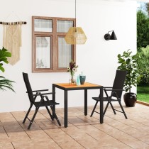 3 Piece Garden Dining Set Black and Brown