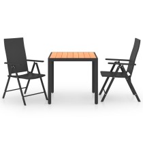 3 Piece Garden Dining Set Black and Brown