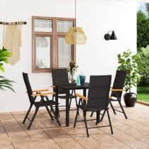 9 Piece Garden Dining Set Black and Brown