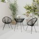 5 Piece Outdoor Dining Set PVC Rattan Black