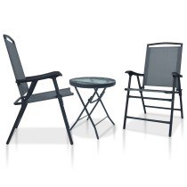 3 Piece Bistro Set Taupe Steel