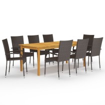 7 Piece Garden Dining Set Black