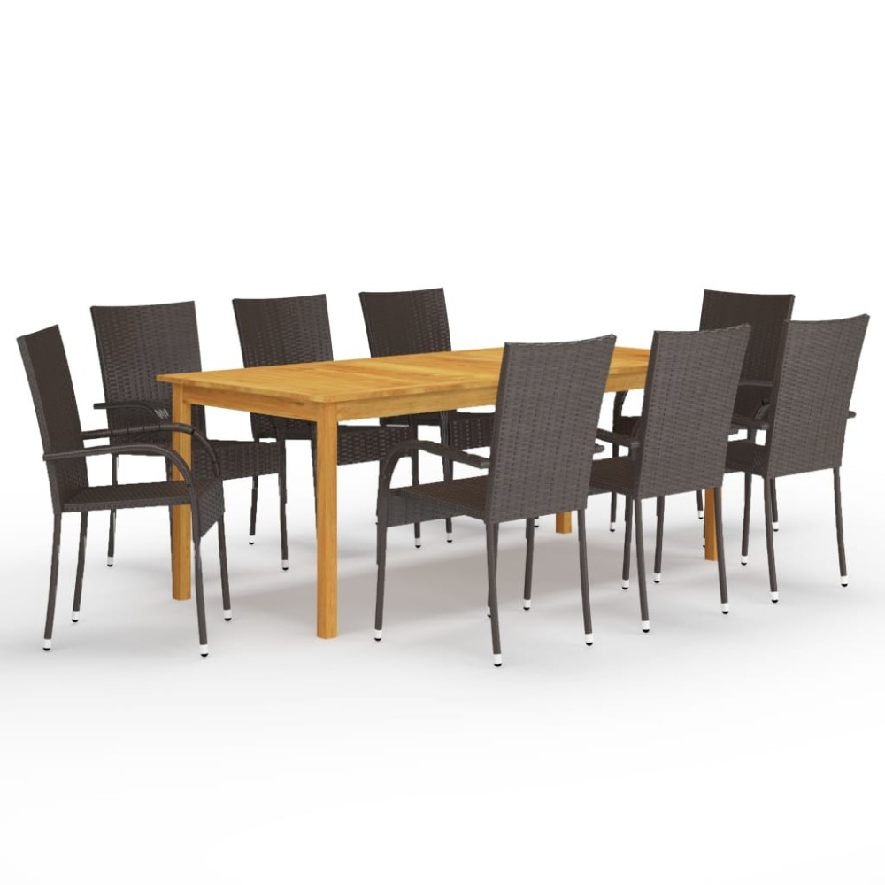7 Piece Garden Dining Set Black