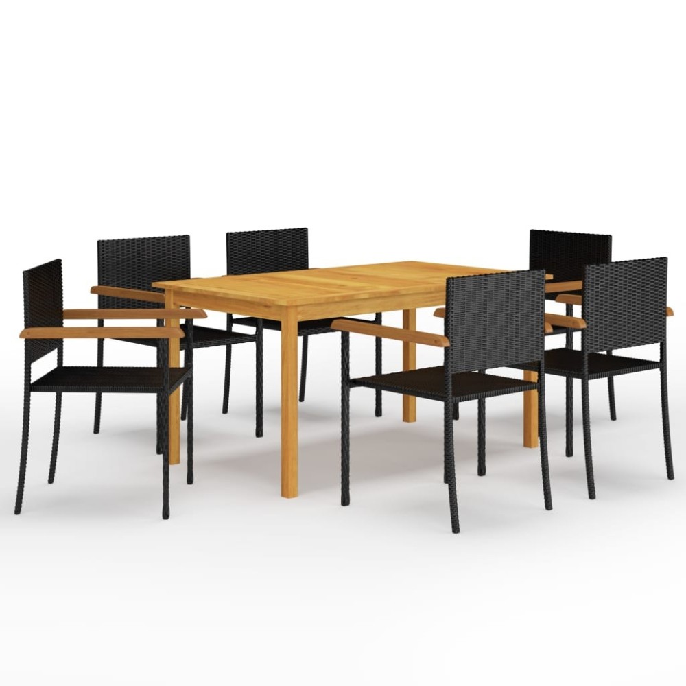 5 Piece Garden Dining Set Black